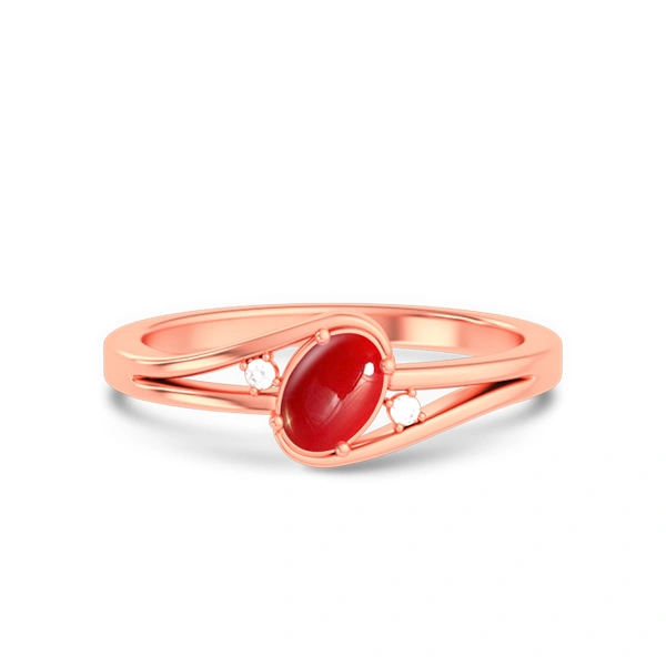 Red Coral Rose Gold Ring R44