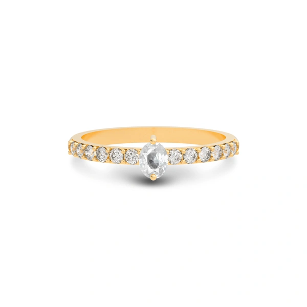 White Sapphire Panchdhatu Ring