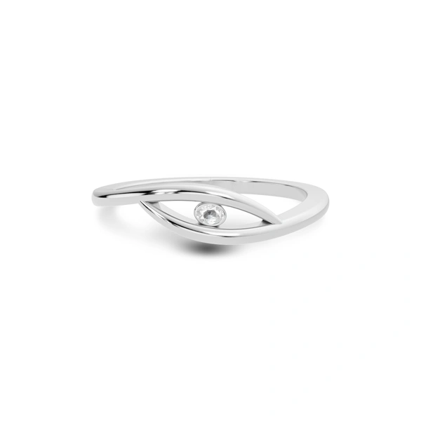 White Sapphire Platinum Ring