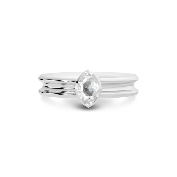 White Sapphire Platinum Ring