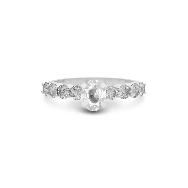 White Sapphire Platinum Ring