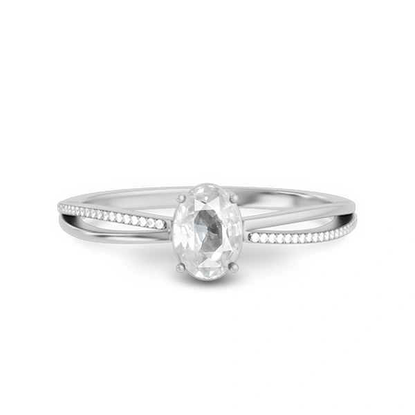 White Sapphire Platinum Ring