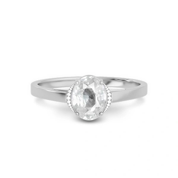 White Sapphire Platinum Ring