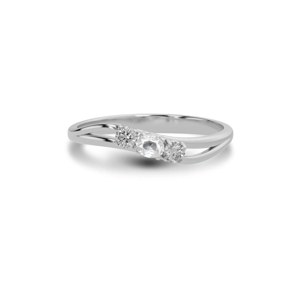 White Sapphire Sterling Silver Ring