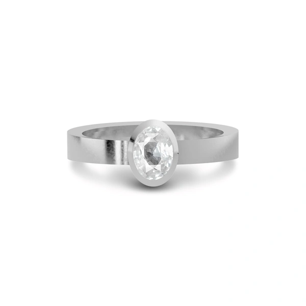 White Sapphire Sterling Silver Ring