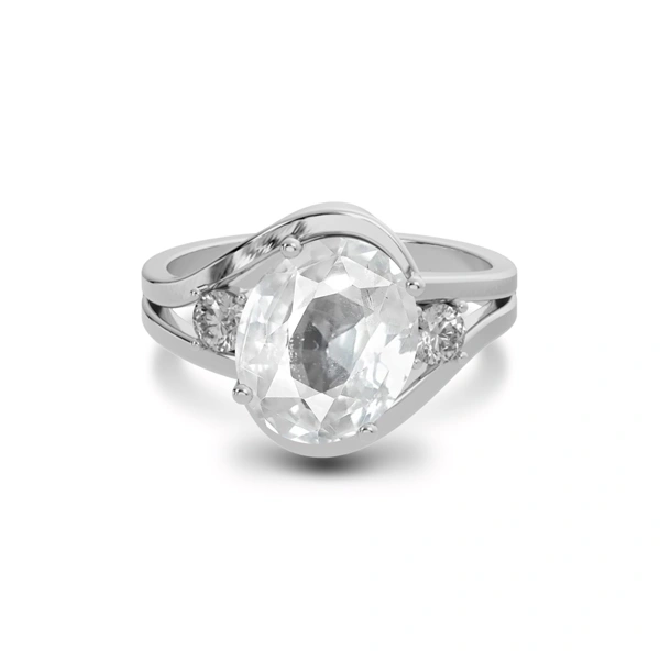 White Sapphire Sterling Silver Ring