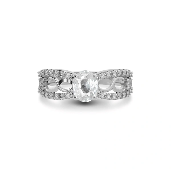 White Sapphire Sterling Silver Ring
