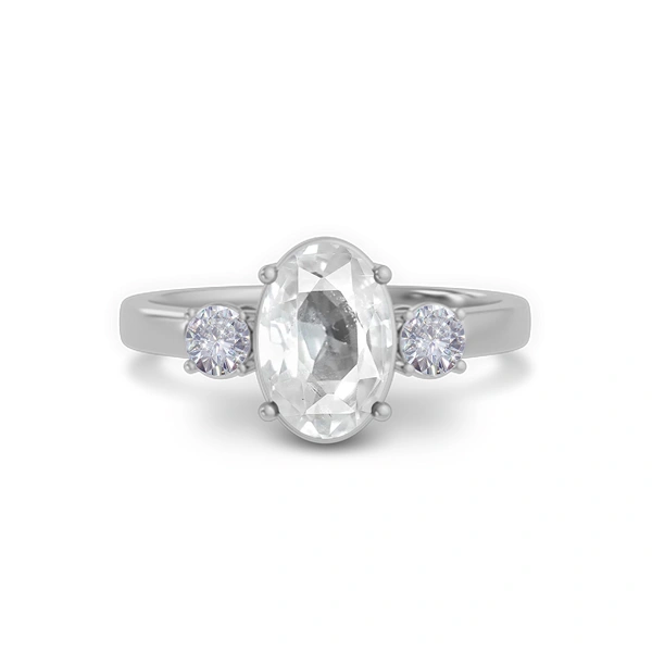 White Sapphire Sterling Silver Ring