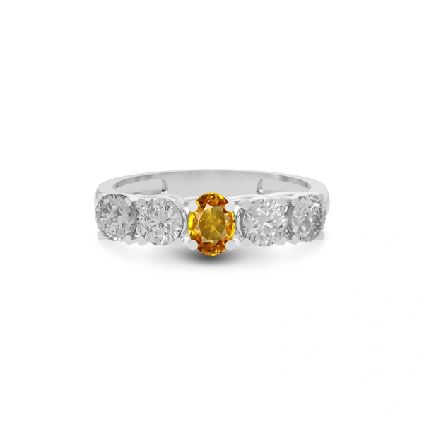 Yellow Sapphire Platinum Ring R10