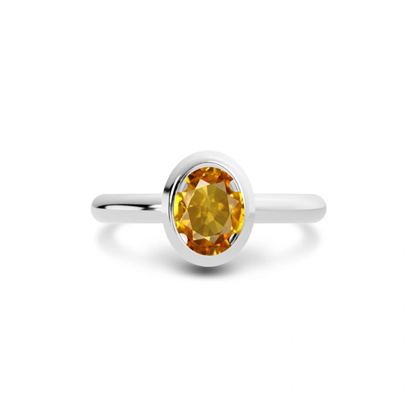 Yellow Sapphire Platinum Ring R14