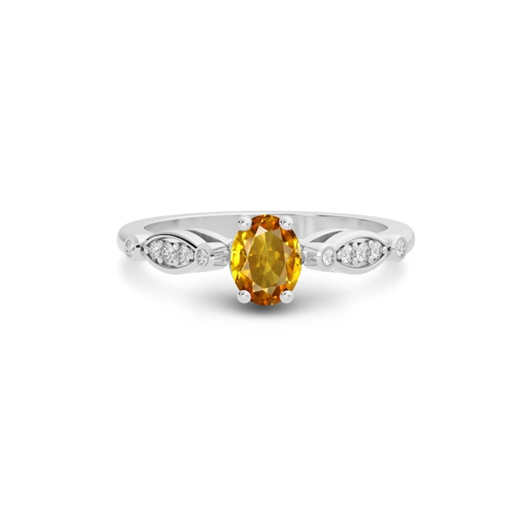 Yellow Sapphire Platinum Ring R15