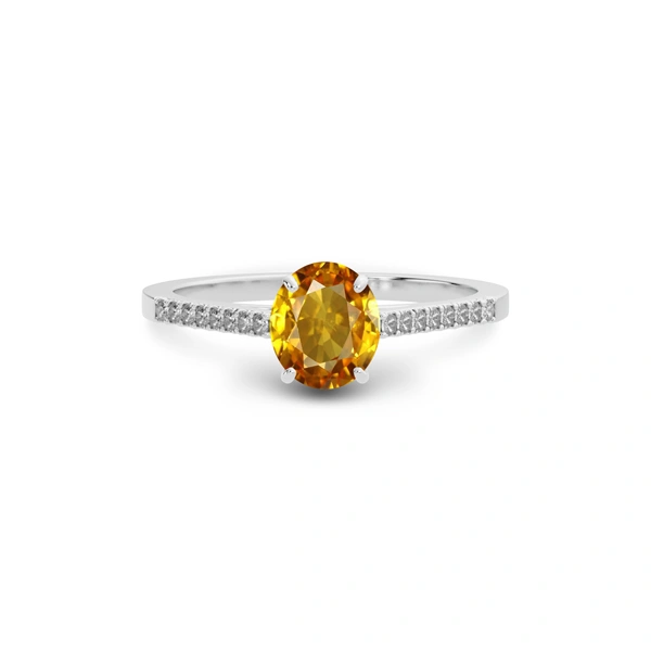 Yellow Sapphire Platinum Ring R28