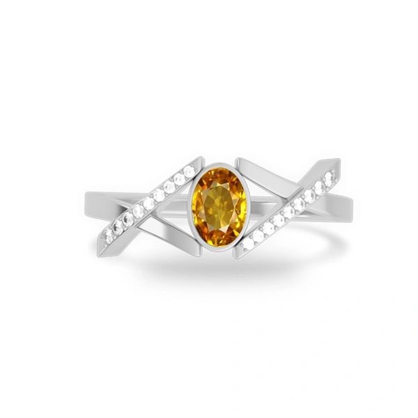 Yellow Sapphire Platinum Ring R36