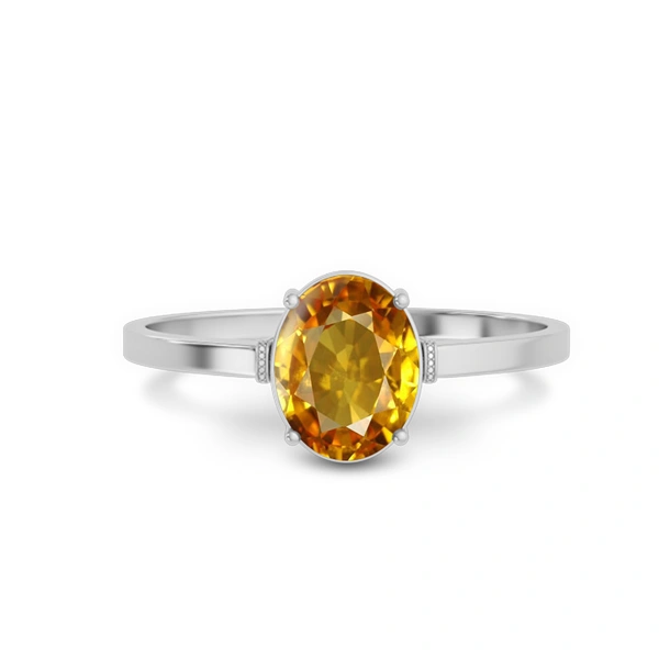 Yellow Sapphire Platinum Ring R41