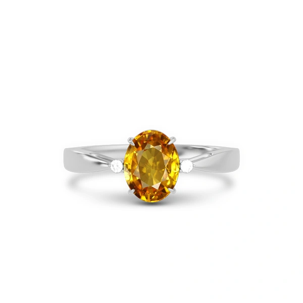 Yellow Sapphire Platinum Ring R42
