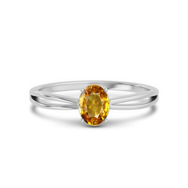 Yellow Sapphire Platinum Ring R43