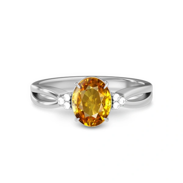Yellow Sapphire Platinum Ring R46