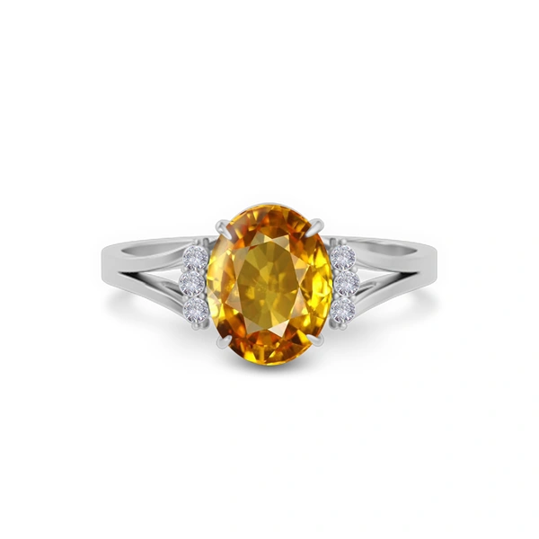 Yellow Sapphire Platinum Ring R52