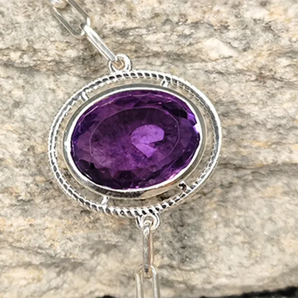 Amethyst Silver Rakhi - RK-2AM