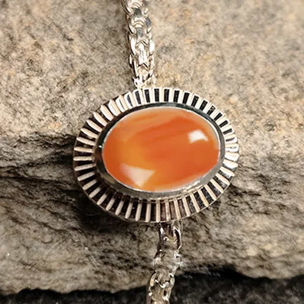 Carnelian Silver Rakhi - RK-3CL