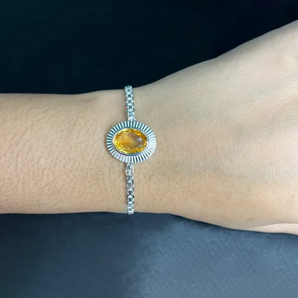 Citrine Silver Rakhi - RK-3CN