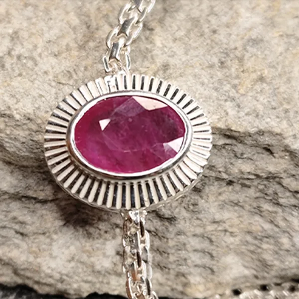 Indian Ruby Silver Rakhi - RK-3IR