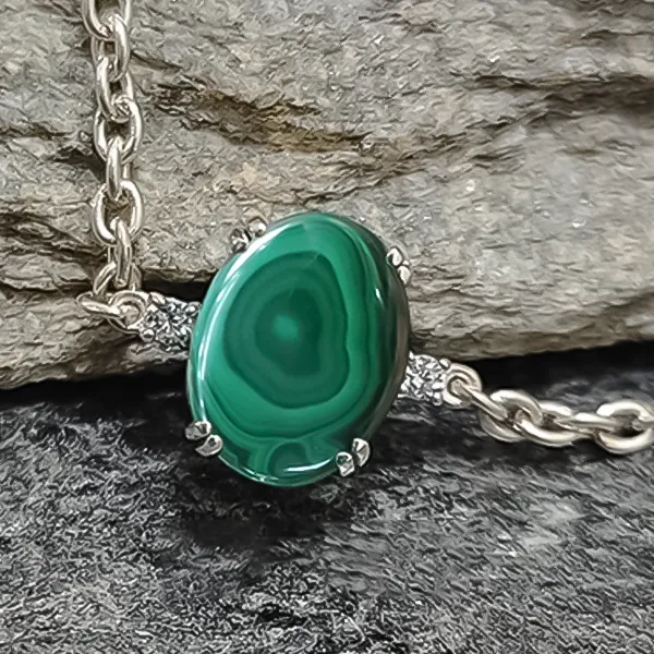 Malachite Silver Rakhi - RK-1MT