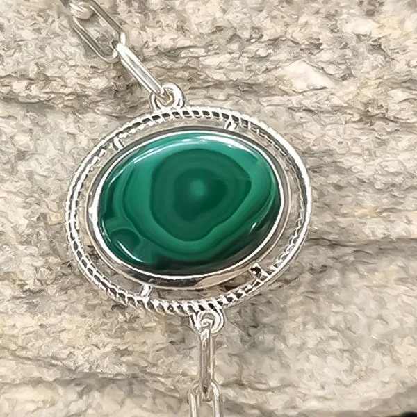 Malachite Silver Rakhi - RK-2MT