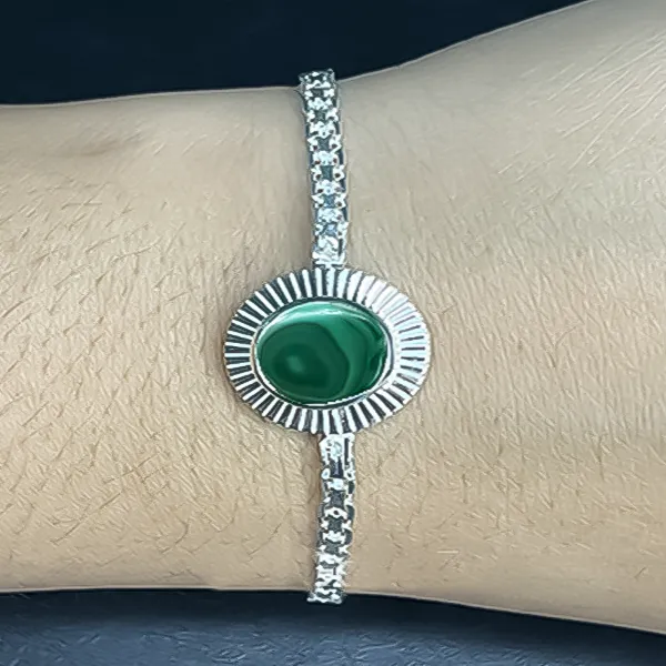 Malachite Silver Rakhi - RK-3MT