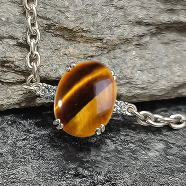 Tiger Eye Silver Rakhi - RK-1TE