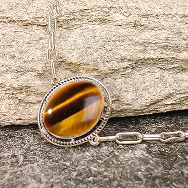 Tiger Eye Silver Rakhi - RK-2TE