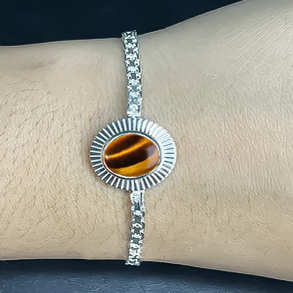 Tiger Eye Silver Rakhi - RK-3TE